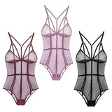 Maxbell Womens Teddy Lingerie Outfits One Piece Lace Bodysuit Sleepwear L Black