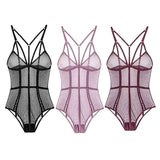 Maxbell Womens Teddy Lingerie Outfits One Piece Lace Bodysuit Sleepwear L Black