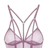 Maxbell Womens Teddy Lingerie Outfits One Piece Lace Bodysuit Sleepwear M Pink