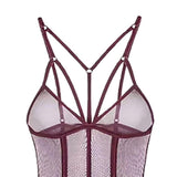 Maxbell Womens Teddy Lingerie Outfits One Piece Lace Bodysuit Sleepwear M Purple