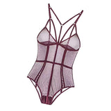Maxbell Womens Teddy Lingerie Outfits One Piece Lace Bodysuit Sleepwear M Purple