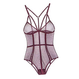 Maxbell Womens Teddy Lingerie Outfits One Piece Lace Bodysuit Sleepwear M Purple