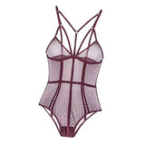 Maxbell Womens Teddy Lingerie Outfits One Piece Lace Bodysuit Sleepwear M Purple