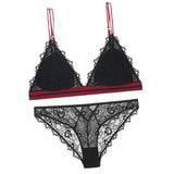 Maxbell Women Lace Bra and Panty Lingerie Babydoll Bodysuit Two Piece Sets L