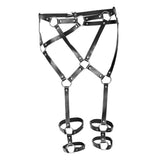 Maxbell Women Sexy Leather Harness Garter Belt Adjustable Waist Leg Cage Belt Black