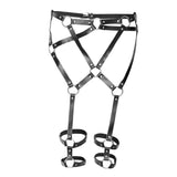 Maxbell Women Sexy Leather Harness Garter Belt Adjustable Waist Leg Cage Belt Black