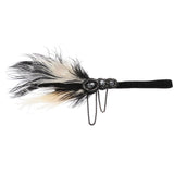 Maxbell Women Flapper Headband Great Gatsby Headpiece Flapper Feather Headband Black