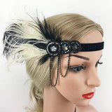 Maxbell Women Flapper Headband Great Gatsby Headpiece Flapper Feather Headband Black