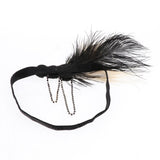 Maxbell Women Flapper Headband Great Gatsby Headpiece Flapper Feather Headband Black