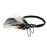 Maxbell Women Flapper Headband Great Gatsby Headpiece Flapper Feather Headband Black
