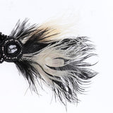 Maxbell Women Flapper Headband Great Gatsby Headpiece Flapper Feather Headband Black