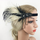 Maxbell Women Flapper Headband Great Gatsby Headpiece Flapper Feather Headband Black