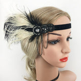 Maxbell Women Flapper Headband Great Gatsby Headpiece Flapper Feather Headband Black