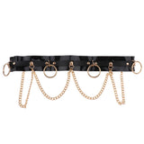 Maxbell Women Waist Belt Chain Tassel Skirt Adjust Dance Scarf Black Golden Chain