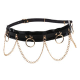 Maxbell Women Waist Belt Chain Tassel Skirt Adjust Dance Scarf Black Golden Chain
