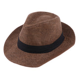 Maxbell Wide Brim Sraw Hat Beach Summer Fedora Classic Panama Hat Bucket Hat 57-58cm Coffee