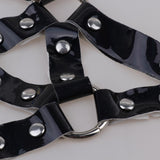 Maxbell Women Harness Adjustable Cage Bra Leather Hollow Out Strappy Lingerie Black