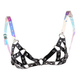 Maxbell Women Harness Adjustable Cage Bra Leather Hollow Out Strappy Lingerie Black