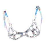 Maxbell Women Harness Adjustable Cage Bra Leather Hollow Out Strappy Lingerie Silver