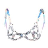 Maxbell Women Harness Adjustable Cage Bra Leather Hollow Out Strappy Lingerie Silver