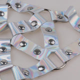 Maxbell Women Harness Adjustable Cage Bra Leather Hollow Out Strappy Lingerie Silver