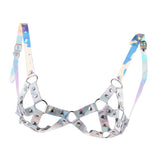 Maxbell Women Harness Adjustable Cage Bra Leather Hollow Out Strappy Lingerie Silver