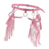 Maxbell Women Punk Garter Waist Belts with Fringe Tassel Skirt Belt Halloween Pink