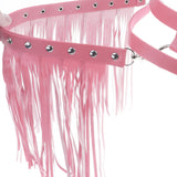 Maxbell Women Punk Garter Waist Belts with Fringe Tassel Skirt Belt Halloween Pink