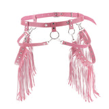Maxbell Women Punk Garter Waist Belts with Fringe Tassel Skirt Belt Halloween Pink