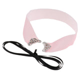 Maxbell Gothic Punk Lace-Up Choker Vintage Velvet Wide Necklace for Women Girl Pink
