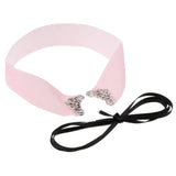 Maxbell Gothic Punk Lace-Up Choker Vintage Velvet Wide Necklace for Women Girl Pink