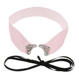 Maxbell Gothic Punk Lace-Up Choker Vintage Velvet Wide Necklace for Women Girl Pink