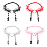 Max Womens Heart Decor Sexy Garters Adjustable Leg Strap Garters Suspenders Red