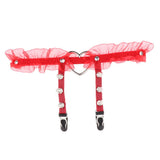 Max Womens Heart Decor Sexy Garters Adjustable Leg Strap Garters Suspenders Red