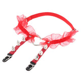 Max Womens Heart Decor Sexy Garters Adjustable Leg Strap Garters Suspenders Red