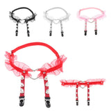 Max Womens Heart Decor Sexy Garters Adjustable Leg Strap Garters Suspenders Red
