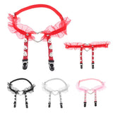 Max Womens Heart Decor Sexy Garters Adjustable Leg Strap Garters Suspenders Red
