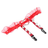 Max Womens Heart Decor Sexy Garters Adjustable Leg Strap Garters Suspenders Red