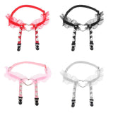 Max Womens Heart Decor Sexy Garters Adjustable Leg Strap Garters Suspenders Red