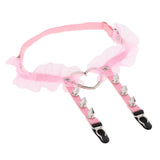 Max Womens Heart Decor Sexy Garters Adjustable Leg Strap Garters Suspenders Pink