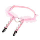 Max Womens Heart Decor Sexy Garters Adjustable Leg Strap Garters Suspenders Pink