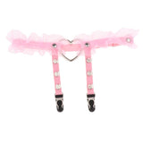 Max Womens Heart Decor Sexy Garters Adjustable Leg Strap Garters Suspenders Pink