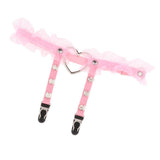 Max Womens Heart Decor Sexy Garters Adjustable Leg Strap Garters Suspenders Pink