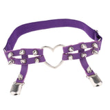 Max Womens Elastic Leg Garter Belt Purple