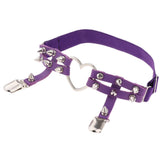 Max Womens Elastic Leg Garter Belt Purple