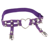 Max Womens Elastic Leg Garter Belt Purple