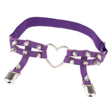 Max Womens Elastic Leg Garter Belt Purple