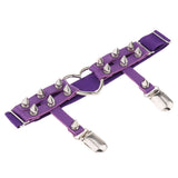 Max Womens Elastic Leg Garter Belt Purple