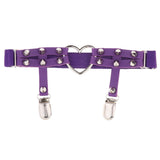 Max Womens Elastic Leg Garter Belt Purple