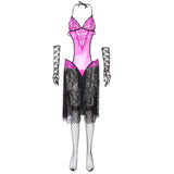 Maxbell Women One Piece Lingerie Lace Sleepwear Mini Skirt Sexy Pajama Dress Sets